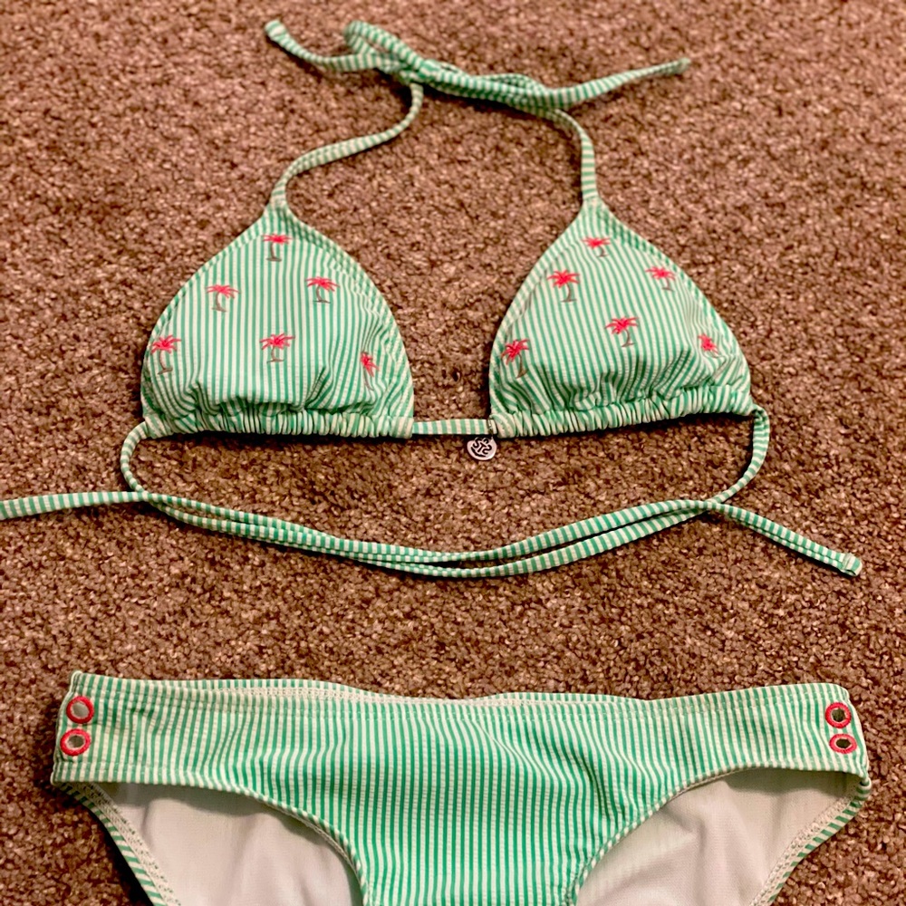 Seersucker green & white bikini